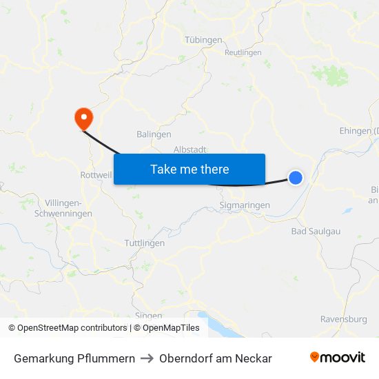 Gemarkung Pflummern to Oberndorf am Neckar map