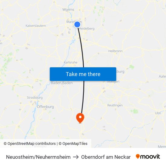 Neuostheim/Neuhermsheim to Oberndorf am Neckar map