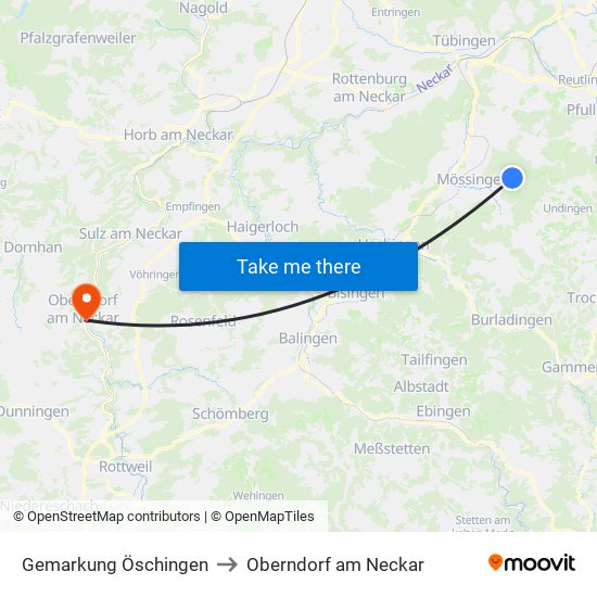 Gemarkung Öschingen to Oberndorf am Neckar map