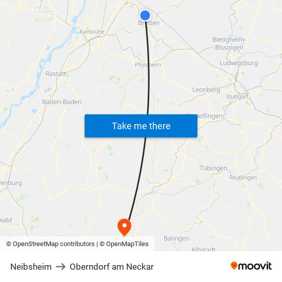 Neibsheim to Oberndorf am Neckar map