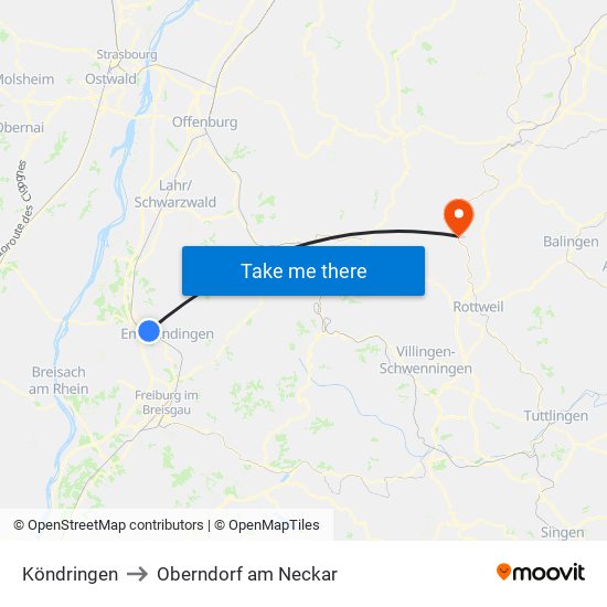 Köndringen to Oberndorf am Neckar map