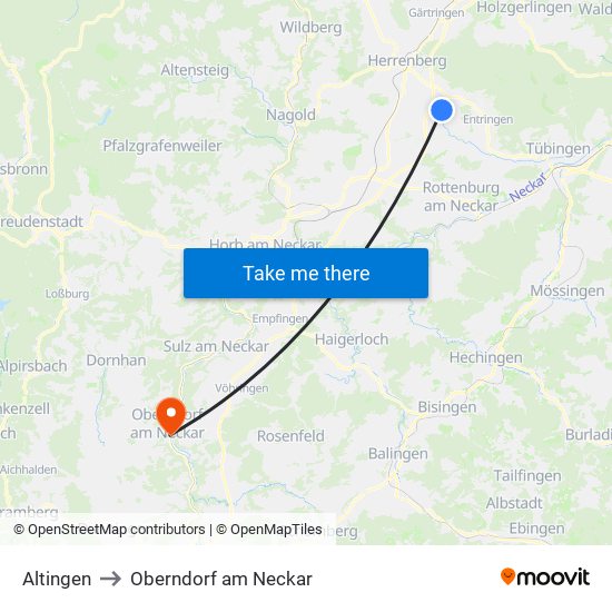 Altingen to Oberndorf am Neckar map