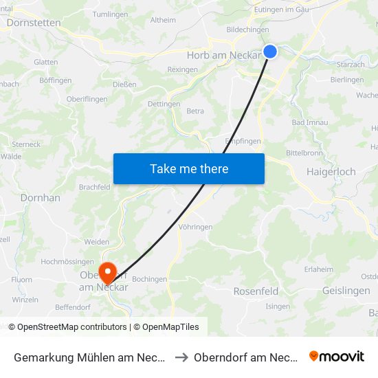 Gemarkung Mühlen am Neckar to Oberndorf am Neckar map