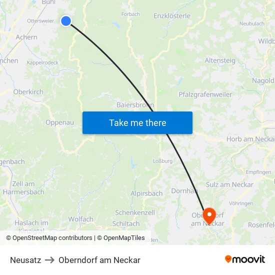 Neusatz to Oberndorf am Neckar map