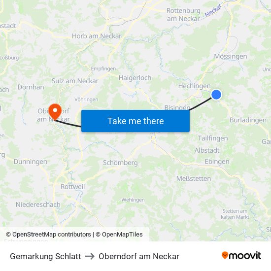 Gemarkung Schlatt to Oberndorf am Neckar map