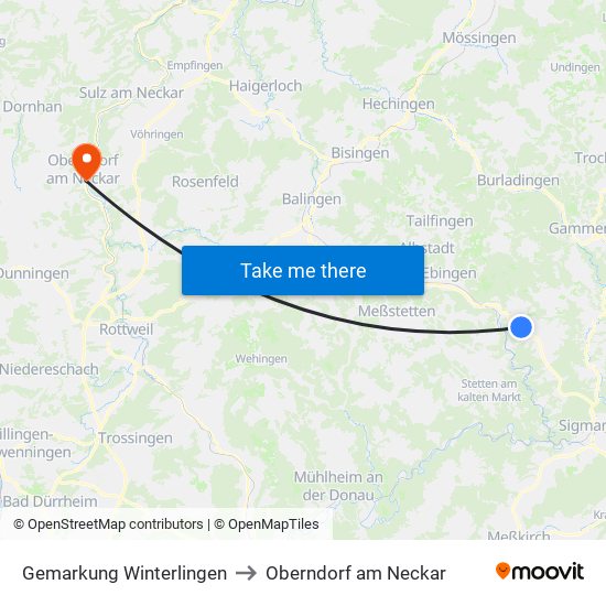 Gemarkung Winterlingen to Oberndorf am Neckar map