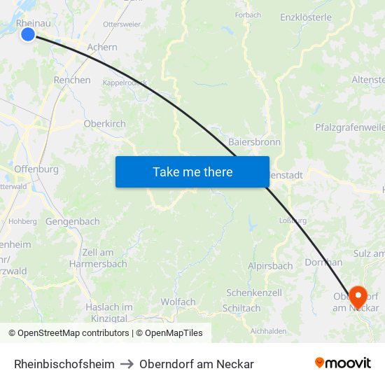 Rheinbischofsheim to Oberndorf am Neckar map