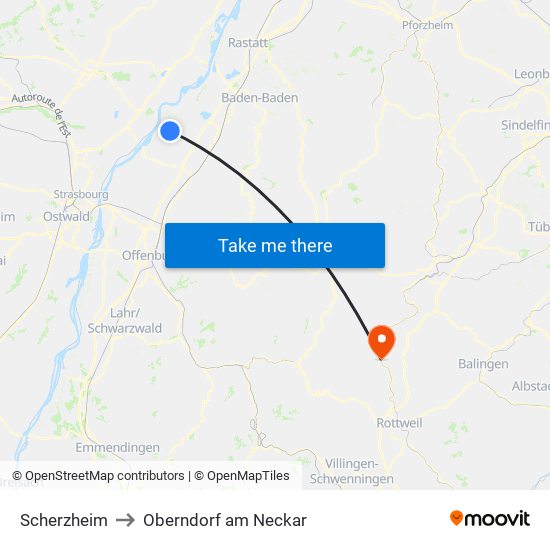 Scherzheim to Oberndorf am Neckar map