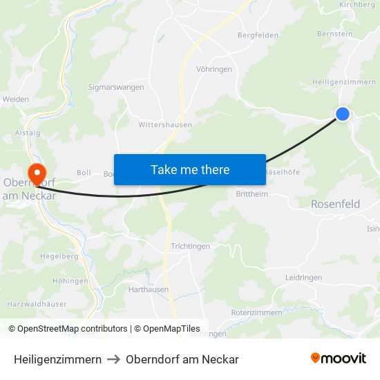 Heiligenzimmern to Oberndorf am Neckar map