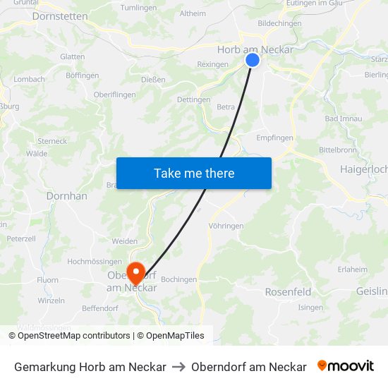 Gemarkung Horb am Neckar to Oberndorf am Neckar map