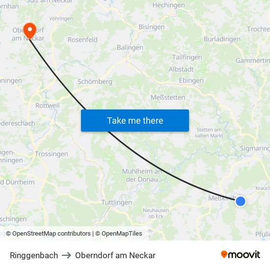 Ringgenbach to Oberndorf am Neckar map