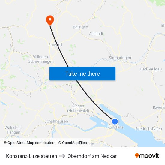 Konstanz-Litzelstetten to Oberndorf am Neckar map