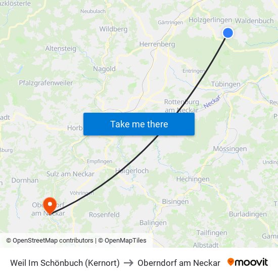 Weil Im Schönbuch (Kernort) to Oberndorf am Neckar map