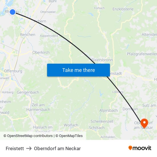 Freistett to Oberndorf am Neckar map
