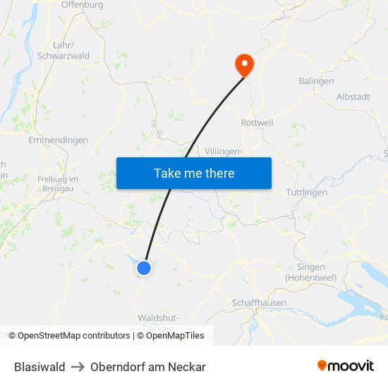 Blasiwald to Oberndorf am Neckar map