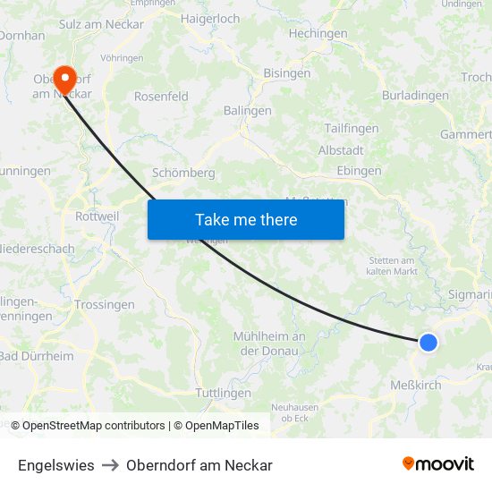 Engelswies to Oberndorf am Neckar map