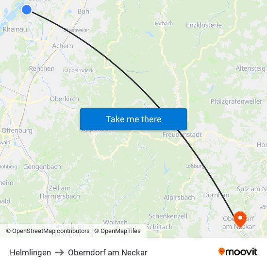 Helmlingen to Oberndorf am Neckar map