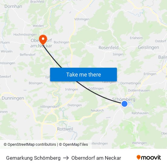 Gemarkung Schömberg to Oberndorf am Neckar map