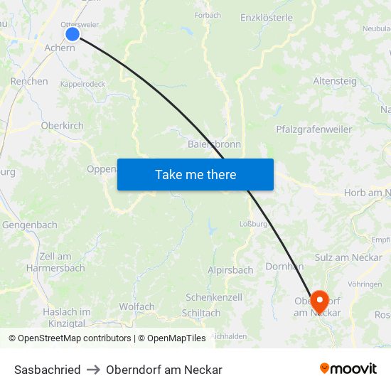 Sasbachried to Oberndorf am Neckar map