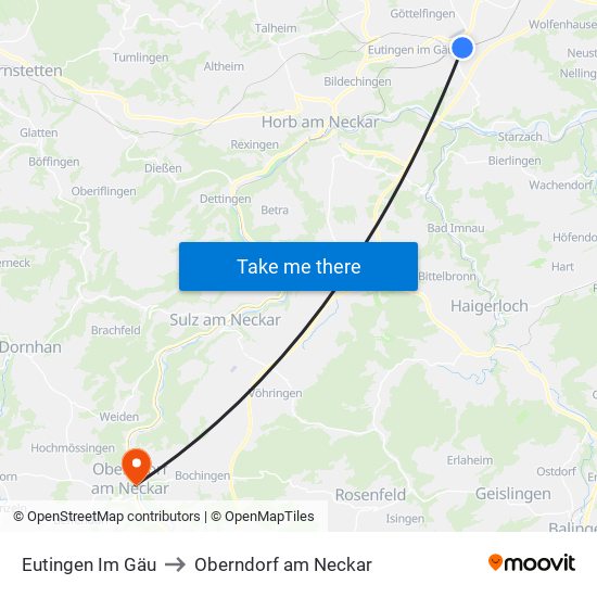 Eutingen Im Gäu to Oberndorf am Neckar map