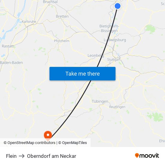 Flein to Oberndorf am Neckar map