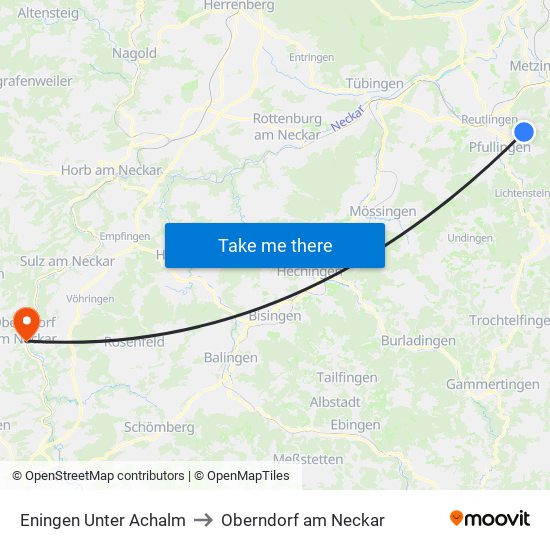 Eningen Unter Achalm to Oberndorf am Neckar map