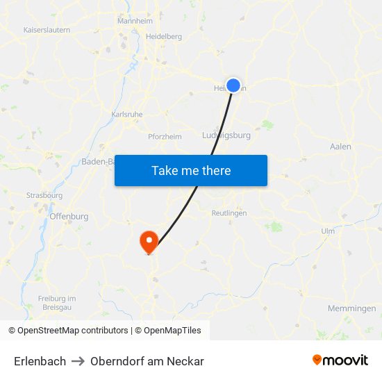 Erlenbach to Oberndorf am Neckar map