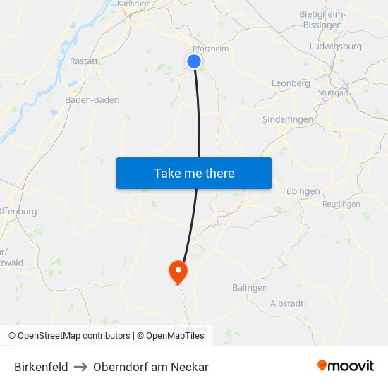 Birkenfeld to Oberndorf am Neckar map