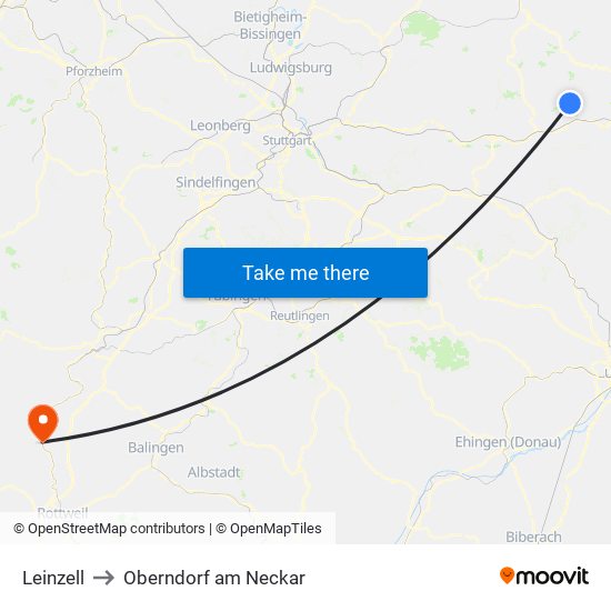 Leinzell to Oberndorf am Neckar map