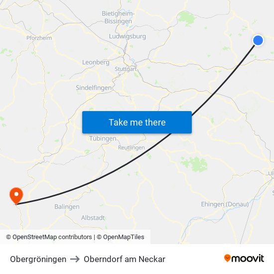 Obergröningen to Oberndorf am Neckar map