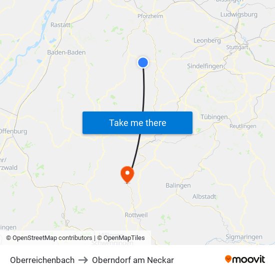 Oberreichenbach to Oberndorf am Neckar map