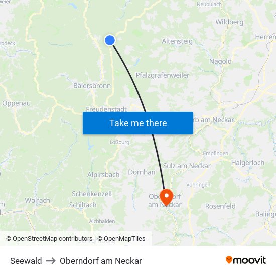 Seewald to Oberndorf am Neckar map