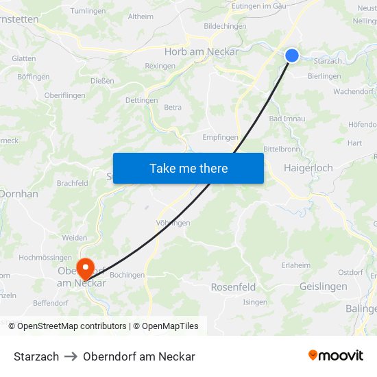 Starzach to Oberndorf am Neckar map