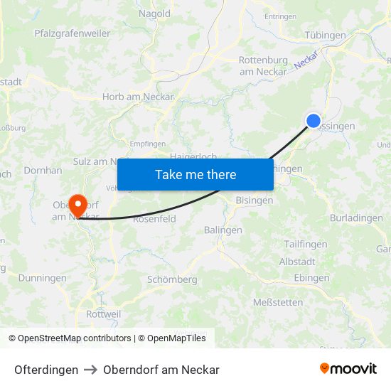 Ofterdingen to Oberndorf am Neckar map