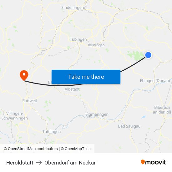 Heroldstatt to Oberndorf am Neckar map