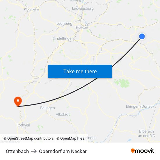 Ottenbach to Oberndorf am Neckar map