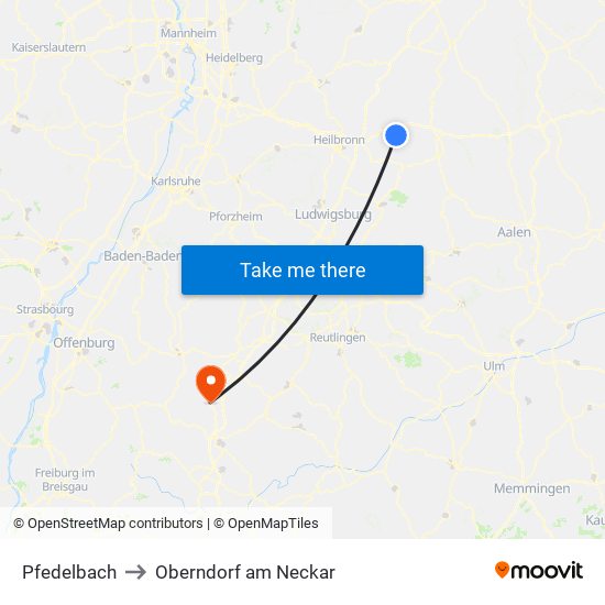 Pfedelbach to Oberndorf am Neckar map