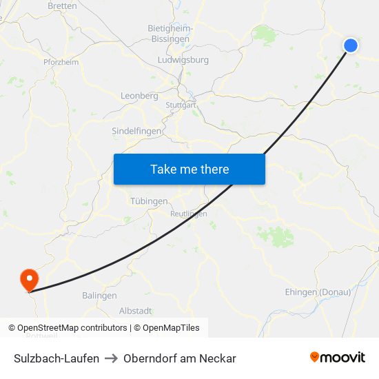 Sulzbach-Laufen to Oberndorf am Neckar map