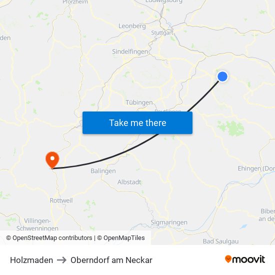 Holzmaden to Oberndorf am Neckar map