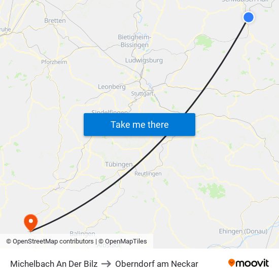 Michelbach An Der Bilz to Oberndorf am Neckar map