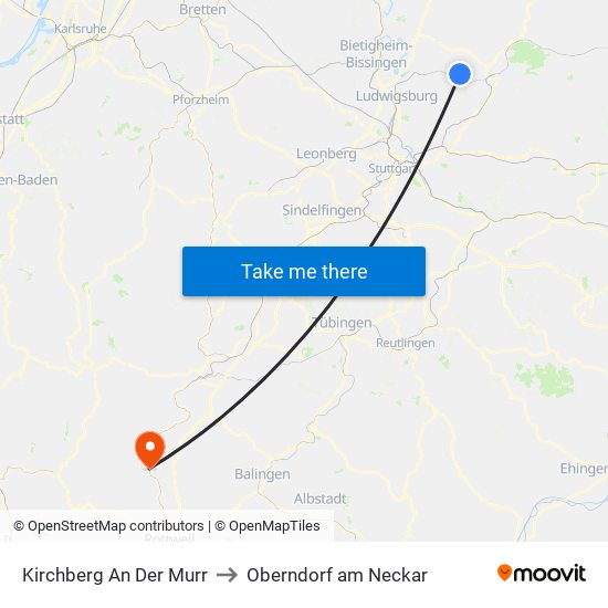 Kirchberg An Der Murr to Oberndorf am Neckar map