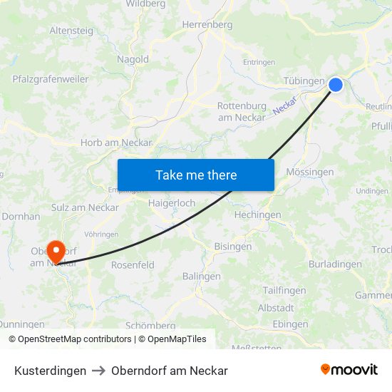 Kusterdingen to Oberndorf am Neckar map