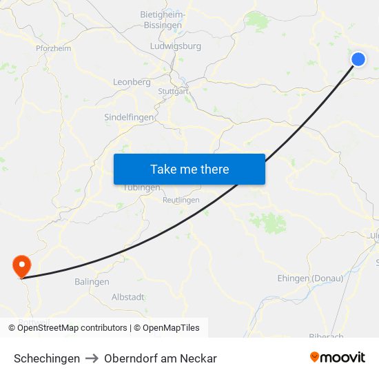 Schechingen to Oberndorf am Neckar map