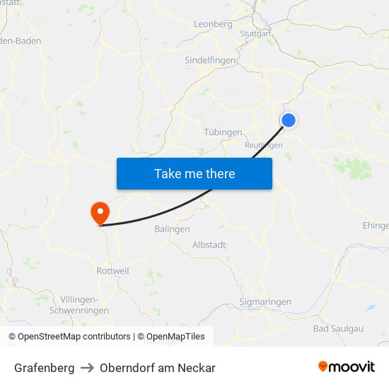 Grafenberg to Oberndorf am Neckar map