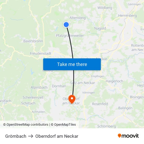 Grömbach to Oberndorf am Neckar map