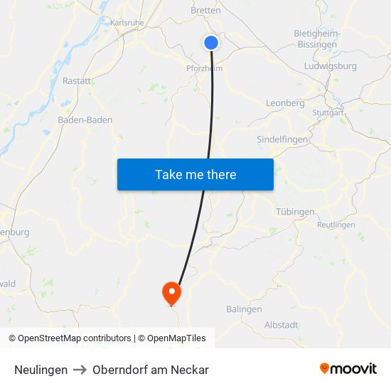 Neulingen to Oberndorf am Neckar map