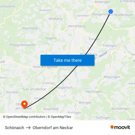 Schönaich to Oberndorf am Neckar map