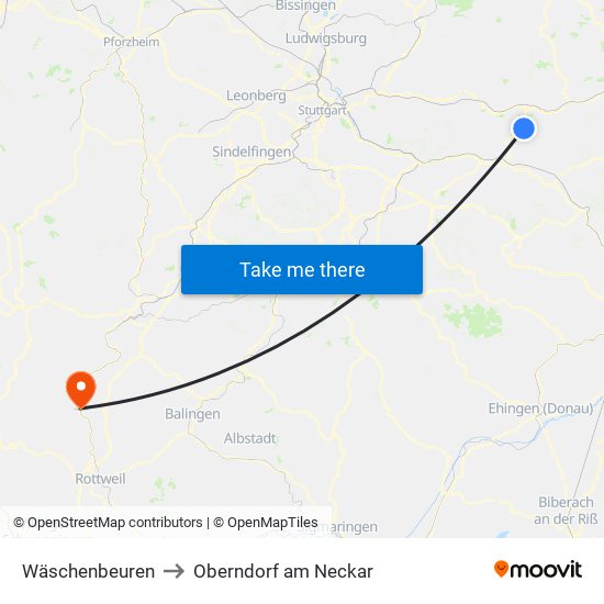 Wäschenbeuren to Oberndorf am Neckar map