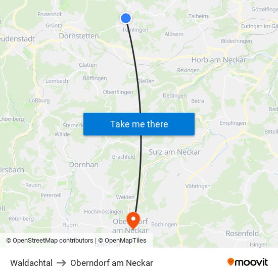 Waldachtal to Oberndorf am Neckar map