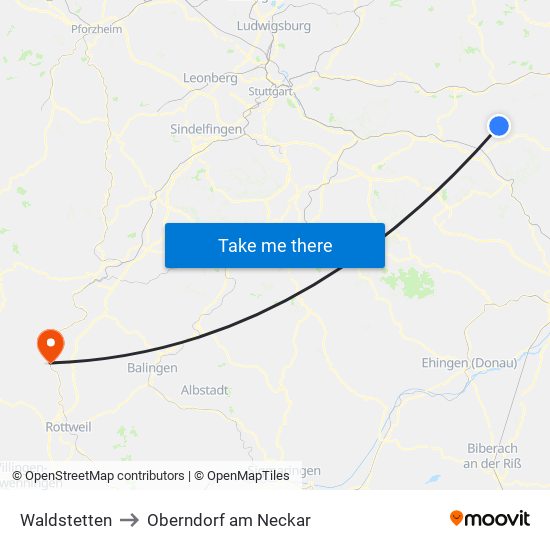 Waldstetten to Oberndorf am Neckar map